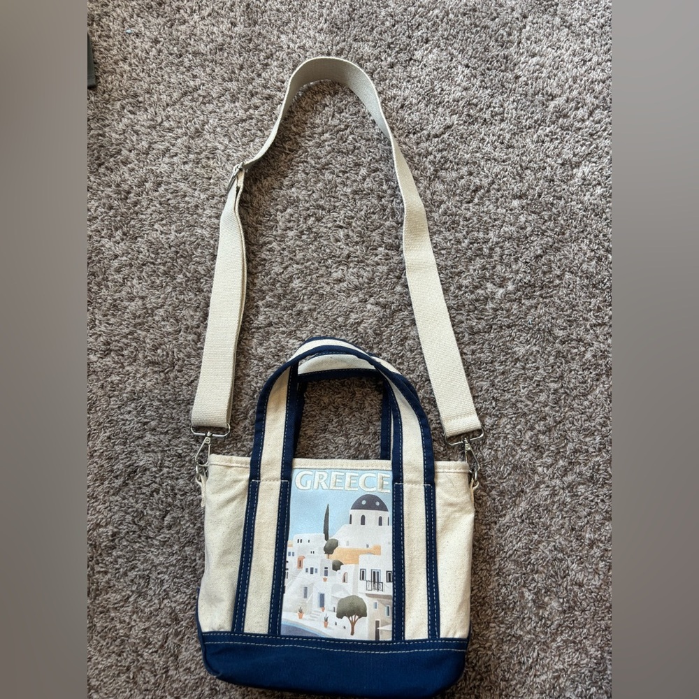 Canvas Tote Bag with Greece Print